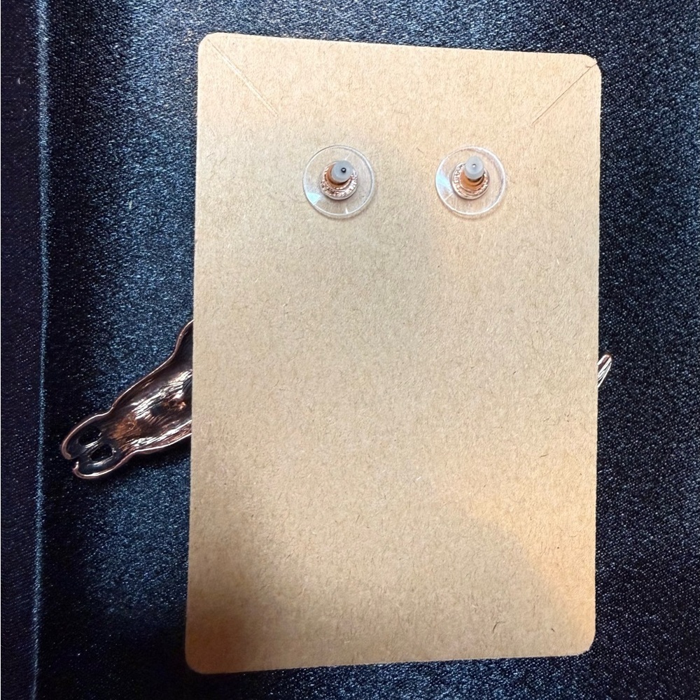 NWT Rhinestone steer head earrings multi faceted rhinestones with copper - Picture 3 of 4